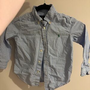 Ralph Lauren Blue and Green Button Down Shirt for Semi Formal Occasions